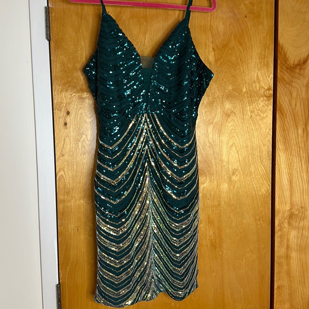 ZRSGXG Green Sequin Cocktail Dress